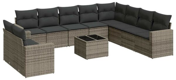 VidaXL Polyrattan Kerti Ülőgarnitúra - 11 részes - Szürke