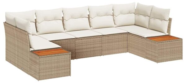 VidaXL Kerti Kanapé Szett párnával 7 pcs Beige és krém Polyrattan