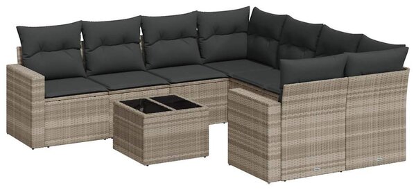 VidaXL Polyrattan Kerti Ülőgarnitúra - 9 részes, Világosszürke