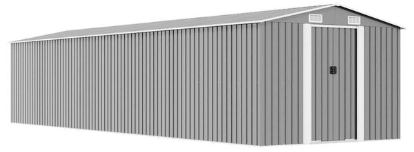 Szürke horganyzott acél kerti fészer 257 x 779 x 181 cm