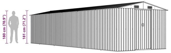 Antracitszürke horganyzott acél kerti fészer 257 x 779 x 181 cm