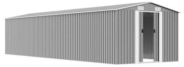 Szürke horganyzott acél kerti fészer 257 x 779 x 181 cm