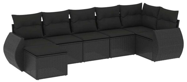 VidaXL Polyrattan Kerti Ülőgarnitúra - 7 részes - Fekete