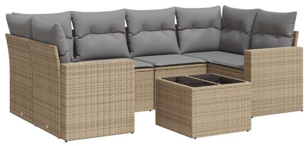 VidaXL Polyrattan Kerti Ülőgarnitúra - 7 részes - Bézs