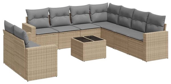 VidaXL Polyrattan Kerti Ülőgarnitúra - 10 részes - Bézs