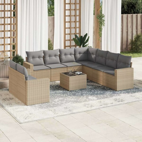 VidaXL Polyrattan Kerti Ülőgarnitúra - 10 részes - Bézs