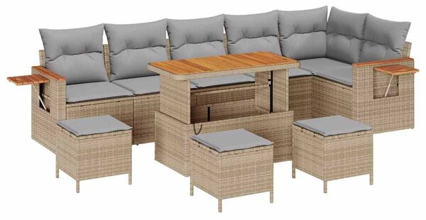 VidaXL Kerti Kanapé Szett párnával 10 pcs Beige és Világosszürke