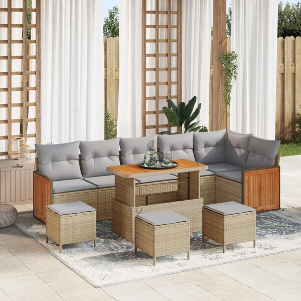 VidaXL Kerti Kanapé Szett párnával 10 pcs Beige és Világosszürke