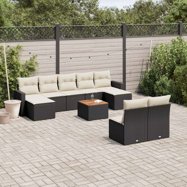 VidaXL Polyrattan Kerti Ülőgarnitúra - 10 részes - Fekete