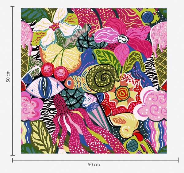 Tapéta Absztrakt pop-art virágokkal, bogyókkal és mintákkal, Absztrakt tapétá, a00471 : Uwalls.hu