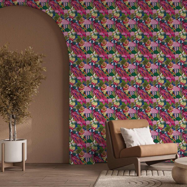 Tapéta Absztrakt pop-art virágokkal, bogyókkal és mintákkal, Absztrakt tapétá, a00471 : Uwalls.hu