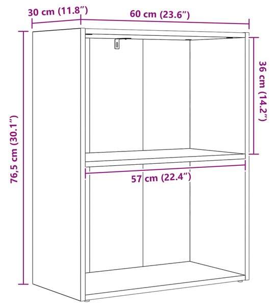 Könyvespolc Fekete tölgy 60 x 30 x 76.5 cm Faanyag