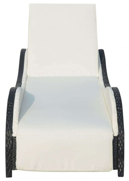 VidaXL Napozóágy - Fekete Polyrattan - 200cm
