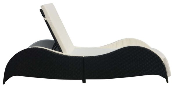 VidaXL Napozóágy - Fekete Polyrattan - 200cm