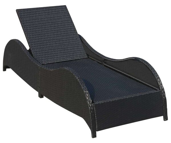 VidaXL Napozóágy - Fekete Polyrattan - 200cm
