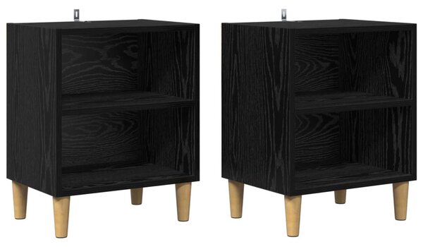 Ágyat tartó szekrény 2 pcs Fekete tölgy 40 x 30 x 50 cm Faanyag