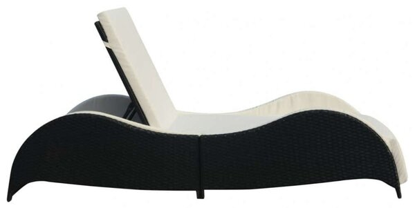 VidaXL Napozóágy - Fekete Polyrattan - 200cm