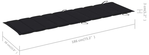 Akácfa Napozóágy - Kényelmes Párnával - 184cm