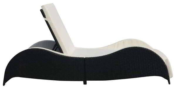 VidaXL Napozóágy - Fekete Polyrattan - 200cm
