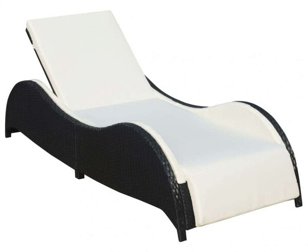 VidaXL Napozóágy - Fekete Polyrattan - 200cm