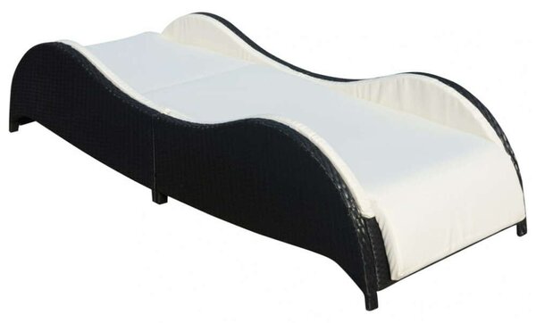 VidaXL Napozóágy - Fekete Polyrattan - 200cm