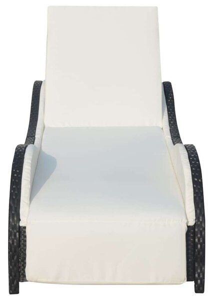 VidaXL Napozóágy - Fekete Polyrattan - 200cm