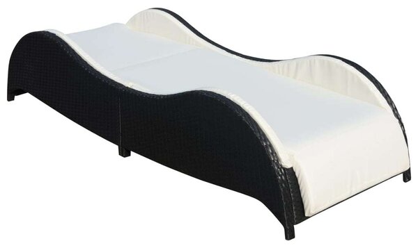 VidaXL Napozóágy - Fekete Polyrattan - 200cm
