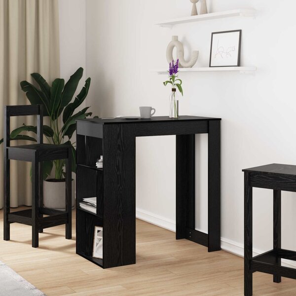 Bárasztal polcokkal Fekete tölgy 102 x 50 x 103,5 cm Faanyag