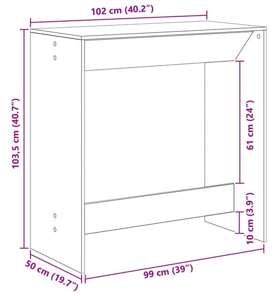 Bárasztal Fekete tölgy 102 x 50 x 103,5 cm Faanyag
