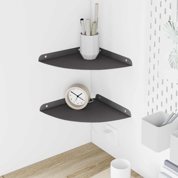 Falpolc polcokkal tárolóval 2 pcs Fekete 24 x 24 x 2 cm