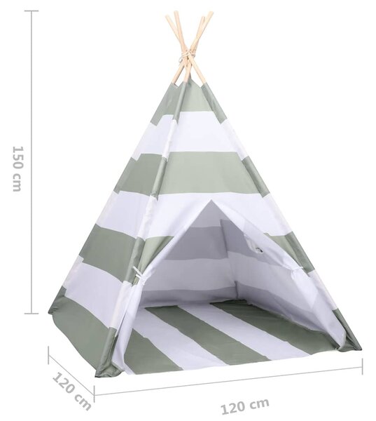 Gyermek sátor Szürke és Fehér 120 x 120 x 150 cm Tömör fenyőfa