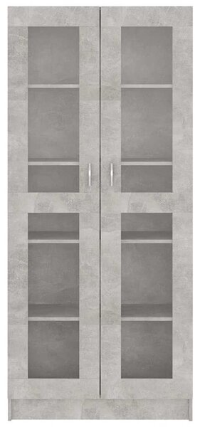 Betonszürke szerelt fa vitrinszekrény 82,5 x 30,5 x 185,5 cm