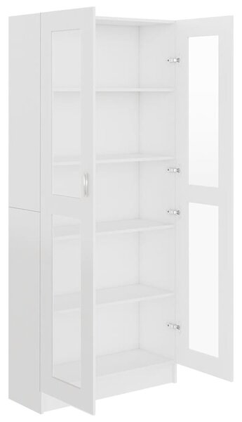 Fehér szerelt fa vitrinszekrény 82,5 x 30,5 x 185 cm