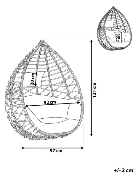 Függőfotel ARSITA PE Rattan Szürke