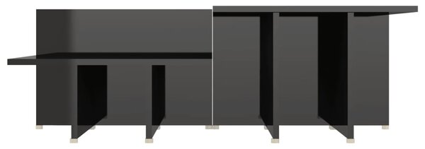 2 db magasfényű fekete szerelt fa dohányzóasztal 111,5x50x33 cm