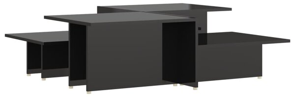 2 db magasfényű fekete szerelt fa dohányzóasztal 111,5x50x33 cm