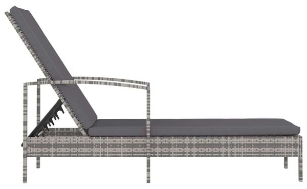 RelaxDays - Polyrattan Napozóágy - Szürke - 195cm
