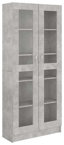Betonszürke szerelt fa vitrinszekrény 82,5 x 30,5 x 185,5 cm