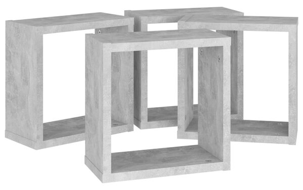 4 db betonszürke fali kockapolc 30 x 15 x 30 cm