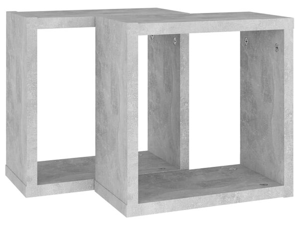 2 db betonszürke fali kockapolc 30 x 15 x 30 cm