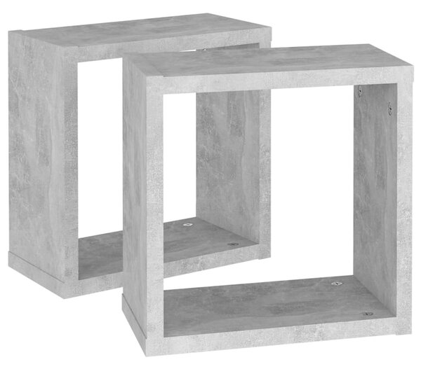 2 db betonszürke fali kockapolc 30 x 15 x 30 cm