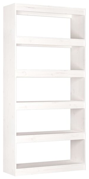 Fehér tömör fenyőfa könyvszekrény/térelválasztó 80x30x167,4 cm