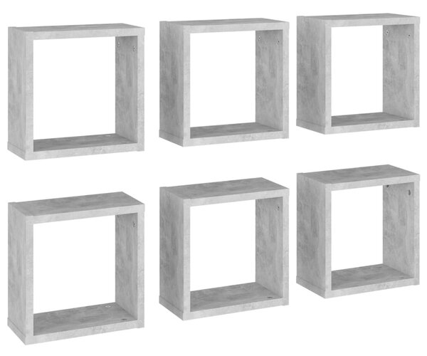 6 db betonszürke fali kockapolc 30 x 15 x 30 cm