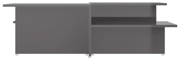 2 db magasfényű szürke szerelt fa dohányzóasztal 111,5x50x33 cm