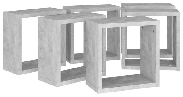 6 db betonszürke fali kockapolc 30 x 15 x 30 cm