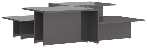 2 db magasfényű szürke szerelt fa dohányzóasztal 111,5x50x33 cm