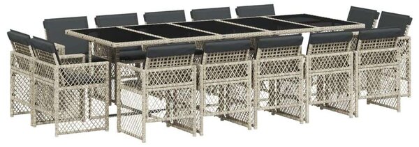 VidaXL Polyrattan Kerti Étkezőgarnitúra - 15 részes - Szürke
