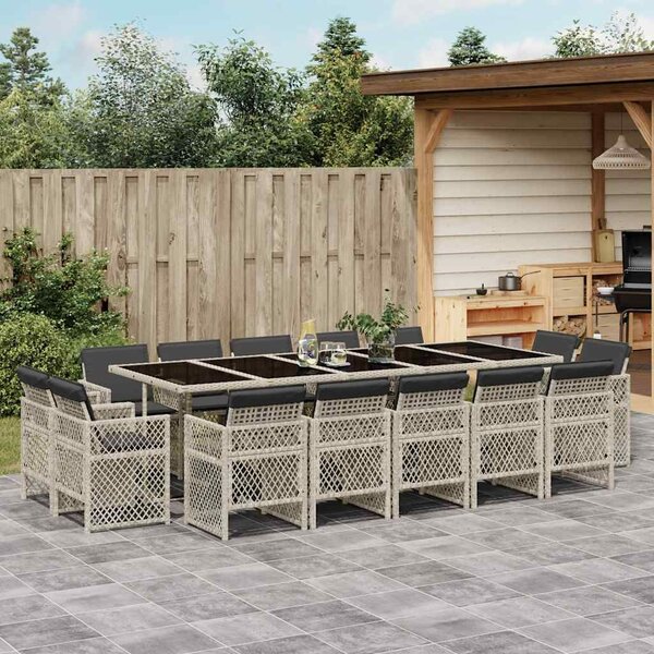 VidaXL Polyrattan Kerti Étkezőgarnitúra - 15 részes - Szürke