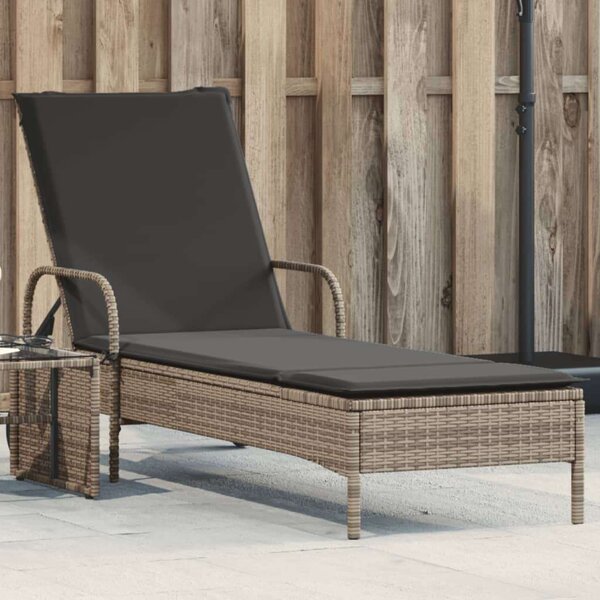 VidaXL Napozóágy - Polyrattan - Szürke - 200cm