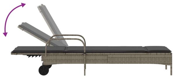 VidaXL Napozóágy - Polyrattan - Szürke - 200cm